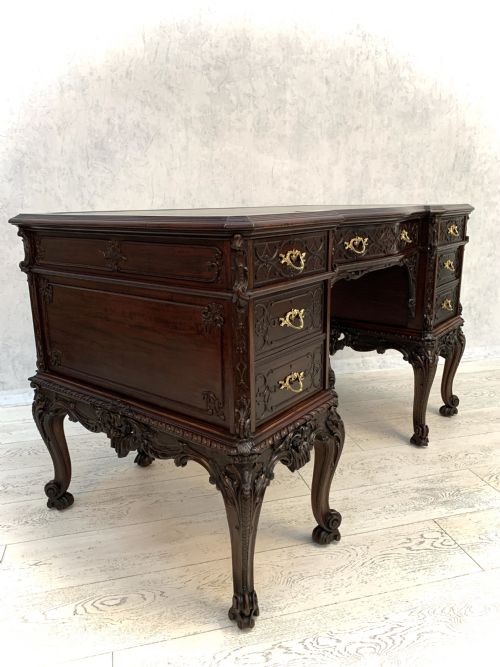 chippendale style edwards roberts pedestal desk - CATEGORY: ANTIQUE DESKS - DATED 19TH CENTURY