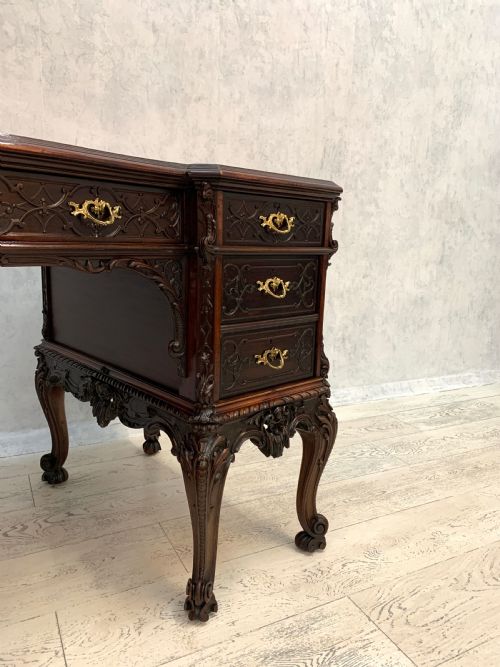 CHIPPENDALE STYLE EDWARDS ROBERTS PEDESTAL DESK - ADDITIONAL PHOTO 11
