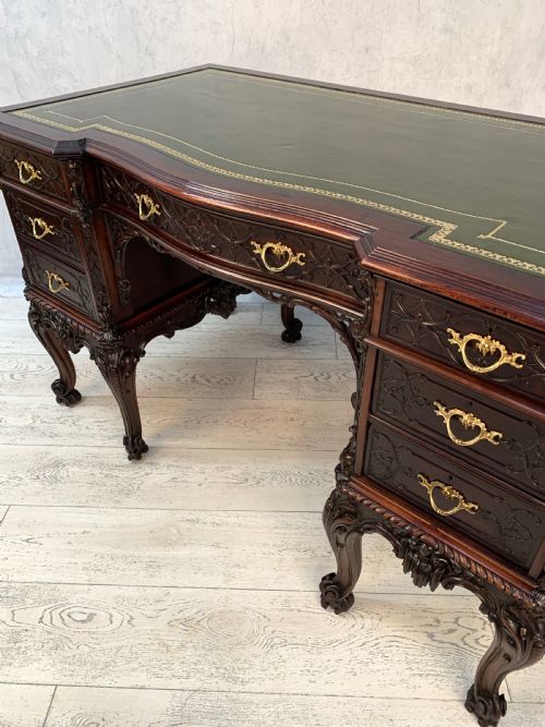 CHIPPENDALE STYLE EDWARDS ROBERTS PEDESTAL DESK - ADDITIONAL PHOTO 12