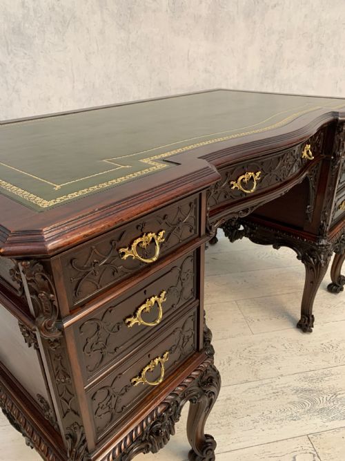 CHIPPENDALE STYLE EDWARDS ROBERTS PEDESTAL DESK - ADDITIONAL PHOTO 14