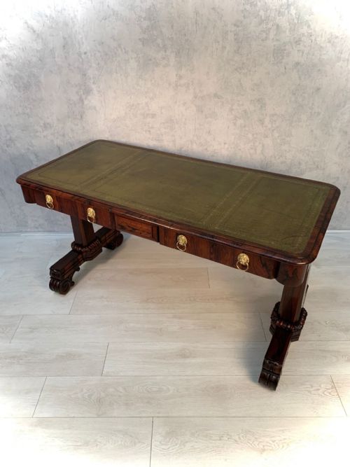 19th century william iv rosewood library table - CATEGORY: ANTIQUE TABLES - DATED 19TH CENTURY