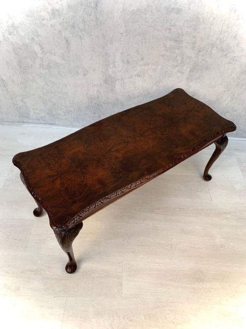 FINE QUALITY BURR WALNUT COFFEE TABLE QUEEN ANNE STYLE - ADDITIONAL PHOTO 2