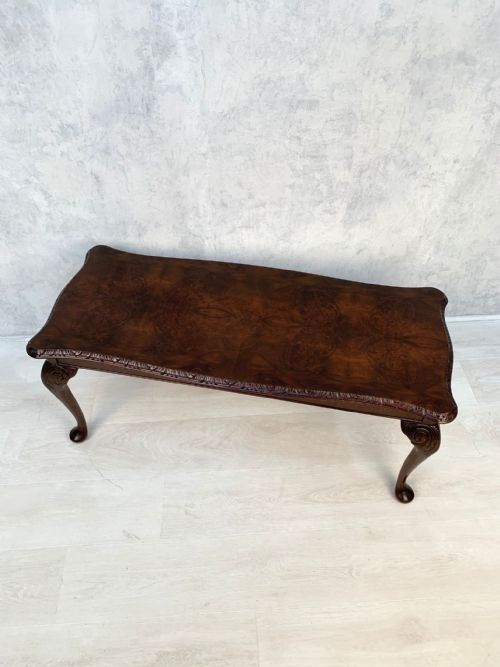 FINE QUALITY BURR WALNUT COFFEE TABLE QUEEN ANNE STYLE - ADDITIONAL PHOTO 3