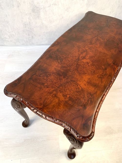 FINE QUALITY BURR WALNUT COFFEE TABLE QUEEN ANNE STYLE - ADDITIONAL PHOTO 4