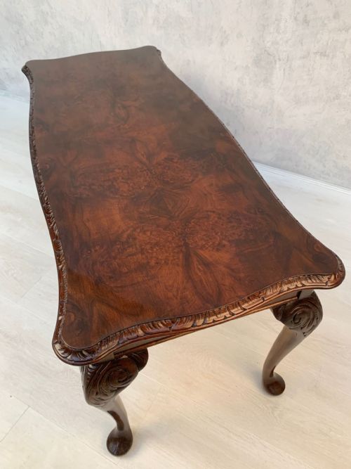 FINE QUALITY BURR WALNUT COFFEE TABLE QUEEN ANNE STYLE - ADDITIONAL PHOTO 5