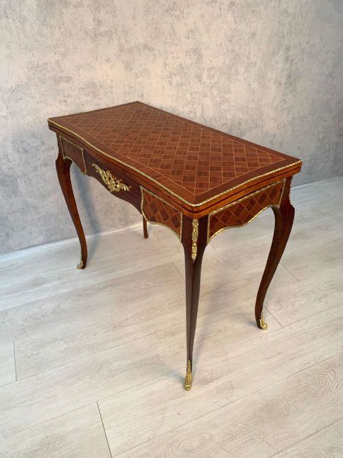 ANTIQUE FRENCH LOUIS XV STYLE KINGWOOD TABLE PARQUETRY INLAY - ADDITIONAL PHOTO 5