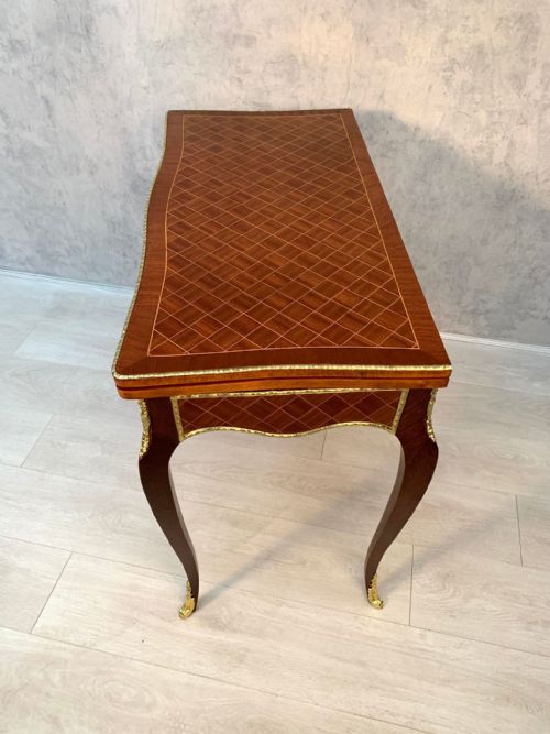 ANTIQUE FRENCH LOUIS XV STYLE KINGWOOD TABLE PARQUETRY INLAY - ADDITIONAL PHOTO 6