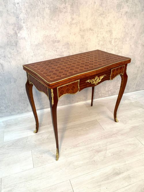 ANTIQUE FRENCH LOUIS XV STYLE KINGWOOD TABLE PARQUETRY INLAY - ADDITIONAL PHOTO 8