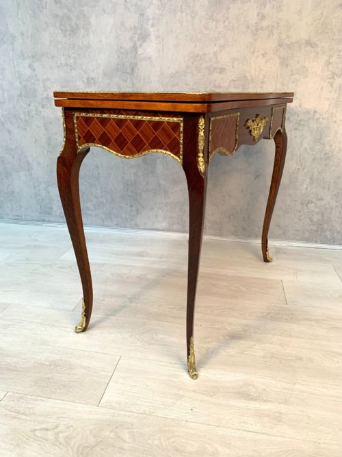 ANTIQUE FRENCH LOUIS XV STYLE KINGWOOD TABLE PARQUETRY INLAY - ADDITIONAL PHOTO 9