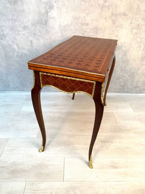 ANTIQUE FRENCH LOUIS XV STYLE KINGWOOD TABLE PARQUETRY INLAY - ADDITIONAL PHOTO 11