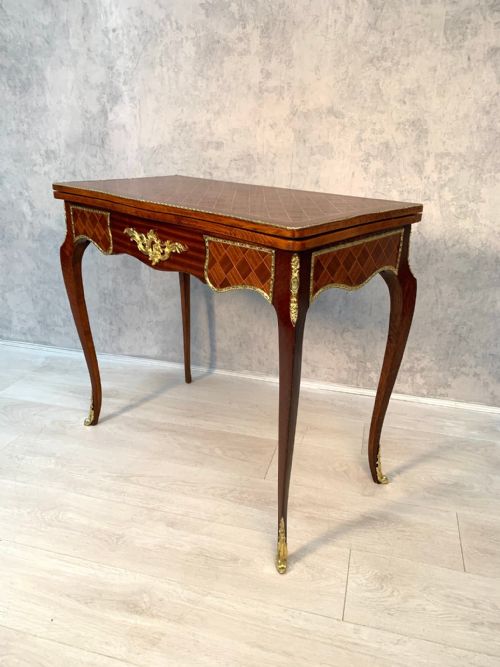 ANTIQUE FRENCH LOUIS XV STYLE KINGWOOD TABLE PARQUETRY INLAY - ADDITIONAL PHOTO 13