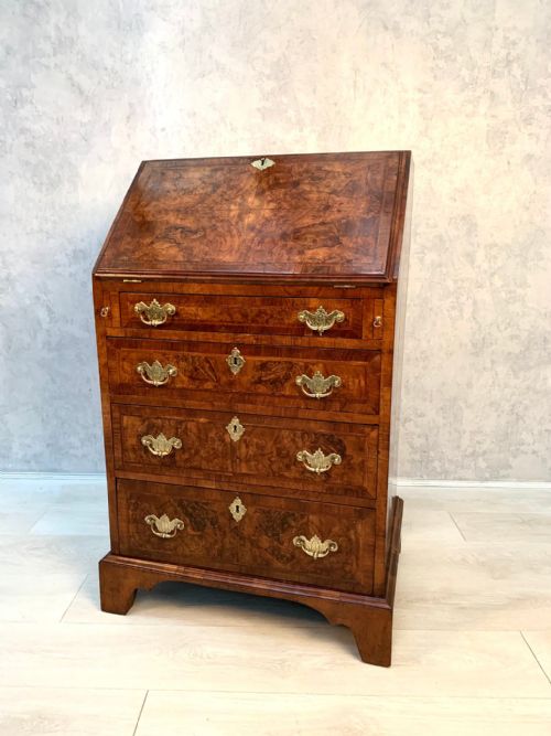 ANTIQUE GEORGIAN STYLE BURR WALNUT WRITING BUREAU - ADDITIONAL PHOTO 14