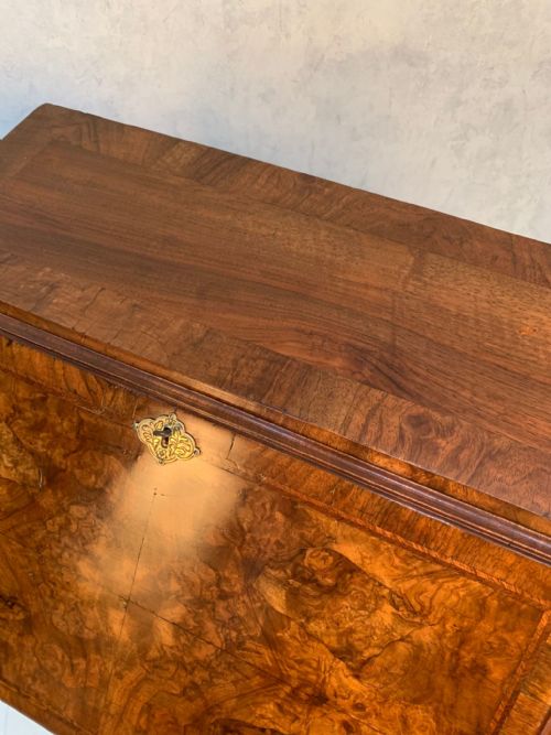 ANTIQUE GEORGIAN STYLE BURR WALNUT WRITING BUREAU - ADDITIONAL PHOTO 15