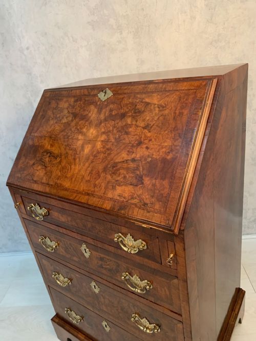 ANTIQUE GEORGIAN STYLE BURR WALNUT WRITING BUREAU - ADDITIONAL PHOTO 18