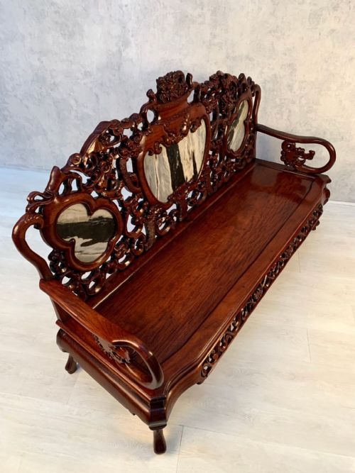MAGNIFICENT EARLY 20TH CENTURY CHINESE MAHOGANY BENCH - ADDITIONAL PHOTO 23