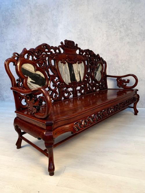 MAGNIFICENT EARLY 20TH CENTURY CHINESE MAHOGANY BENCH - ADDITIONAL PHOTO 24