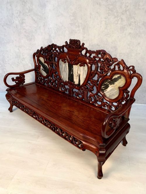 MAGNIFICENT EARLY 20TH CENTURY CHINESE MAHOGANY BENCH - ADDITIONAL PHOTO 26
