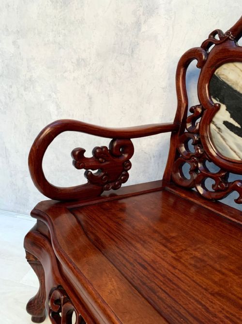 MAGNIFICENT EARLY 20TH CENTURY CHINESE MAHOGANY BENCH - ADDITIONAL PHOTO 28