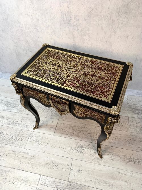 ATTRACTIVE ANTIQUE 19TH FRENCH BOULLE FOLD OVER CARD TABLE - ADDITIONAL PHOTO 4