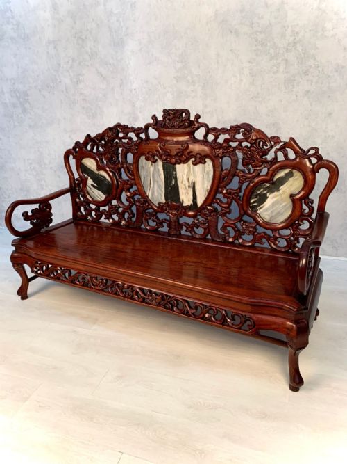 MAGNIFICENT EARLY 20TH CENTURY CHINESE MAHOGANY BENCH - ADDITIONAL PHOTO 1