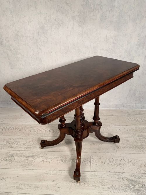 BEAUTIFUL VICTORIAN BURR WALNUT CARD TABLE - ADDITIONAL PHOTO 5