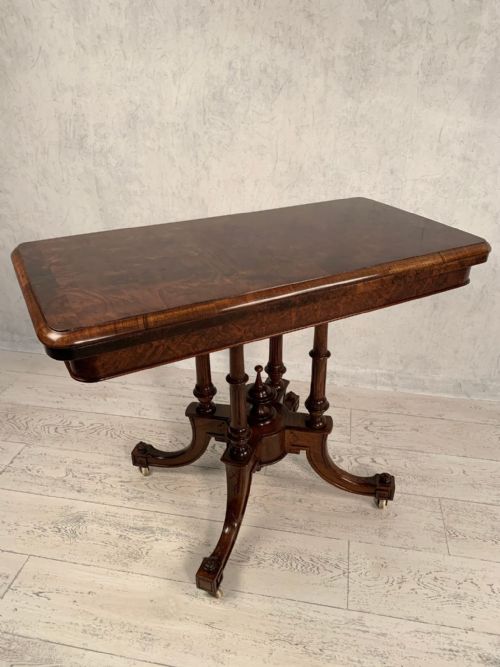 BEAUTIFUL VICTORIAN BURR WALNUT CARD TABLE - ADDITIONAL PHOTO 8