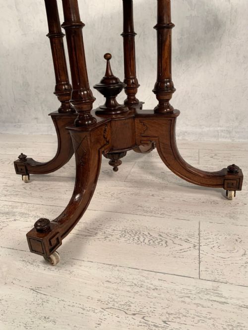 BEAUTIFUL VICTORIAN BURR WALNUT CARD TABLE - ADDITIONAL PHOTO 9