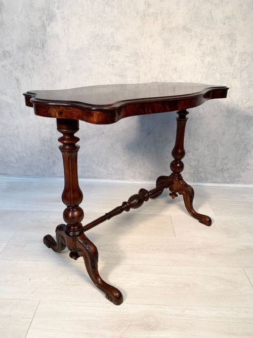 victorian burr walnut carved occasionalside table - CATEGORY: ANTIQUE TABLES - DATED VICTORIAN