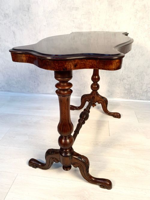 VICTORIAN BURR WALNUT CARVED OCCASIONALSIDE TABLE - ADDITIONAL PHOTO 1