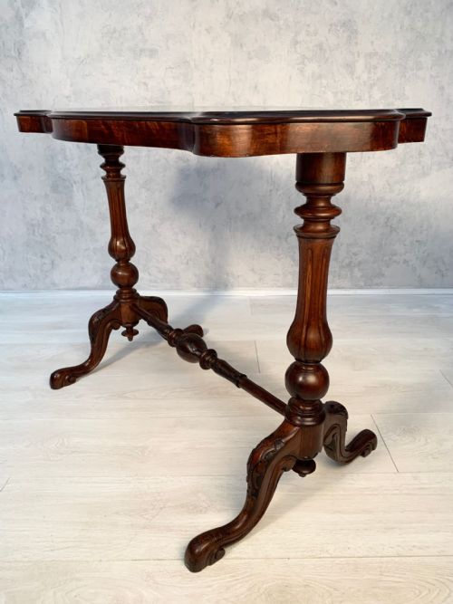 VICTORIAN BURR WALNUT CARVED OCCASIONALSIDE TABLE - ADDITIONAL PHOTO 2