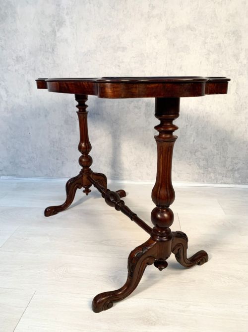 VICTORIAN BURR WALNUT CARVED OCCASIONALSIDE TABLE - ADDITIONAL PHOTO 4