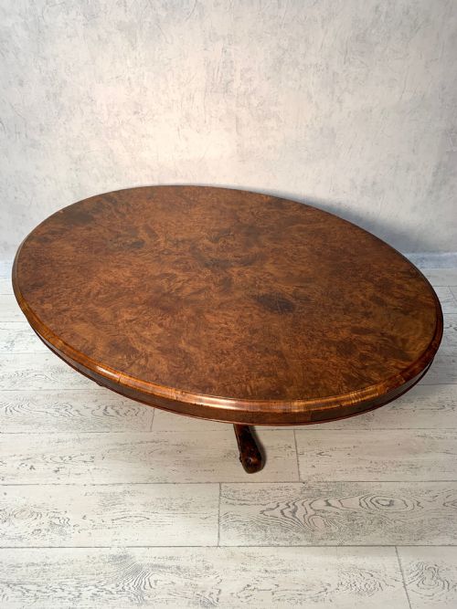 VICTORIAN BURR WALNUT OVAL COFFEE TABLE - ADDITIONAL PHOTO 7