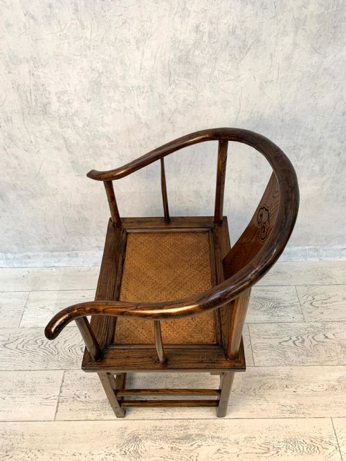 PROVINCIAL CHINESE ELM HORSESHOE BACK ARMCHAIR - ADDITIONAL PHOTO 14