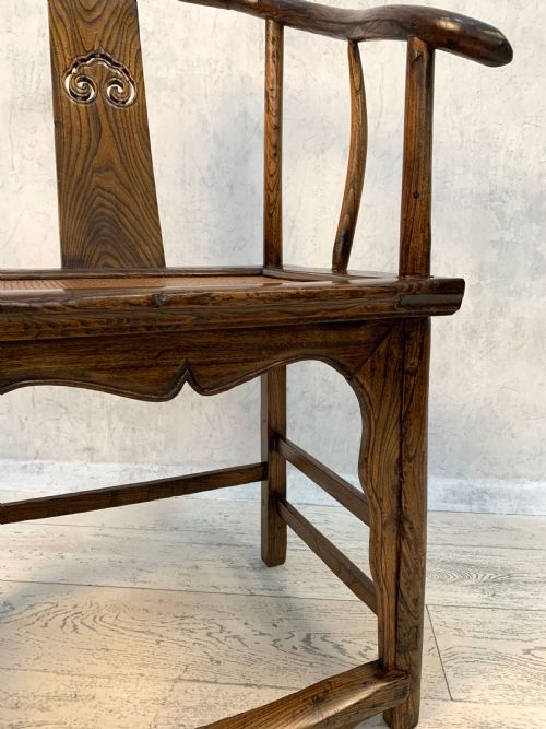 PROVINCIAL CHINESE ELM HORSESHOE BACK ARMCHAIR - ADDITIONAL PHOTO 15