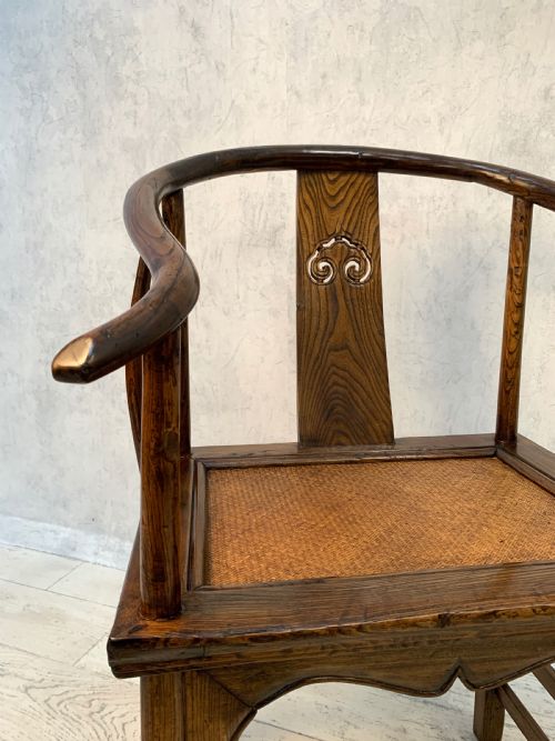 PROVINCIAL CHINESE ELM HORSESHOE BACK ARMCHAIR - ADDITIONAL PHOTO 16