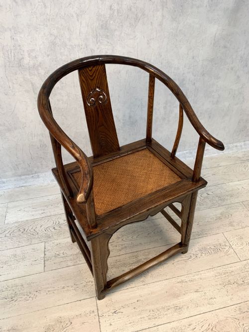 PROVINCIAL CHINESE ELM HORSESHOE BACK ARMCHAIR - ADDITIONAL PHOTO 18