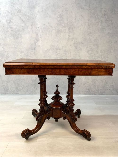 LATE VICTORIAN BURR WALNUT CARD TABLE - ADDITIONAL PHOTO 2