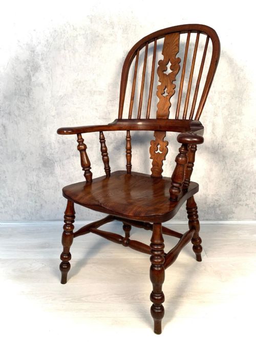 victorian windsor ash and elm grandfather chair - CATEGORY: ANTIQUE CHAIRS - DATED 19TH CENTURY