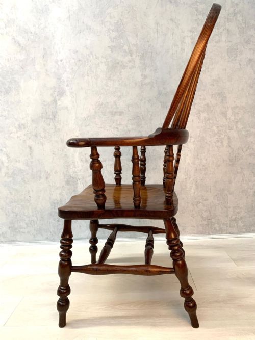 VICTORIAN WINDSOR ASH AND ELM GRANDFATHER CHAIR - ADDITIONAL PHOTO 1