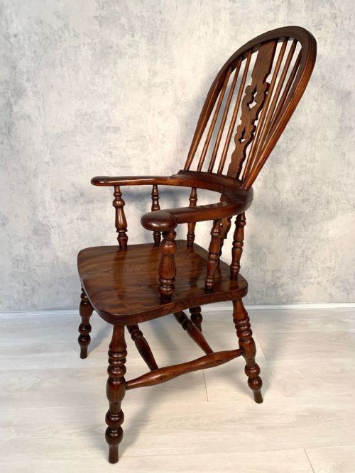 VICTORIAN WINDSOR ASH AND ELM GRANDFATHER CHAIR - ADDITIONAL PHOTO 2
