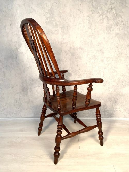 VICTORIAN WINDSOR ASH AND ELM GRANDFATHER CHAIR - ADDITIONAL PHOTO 3