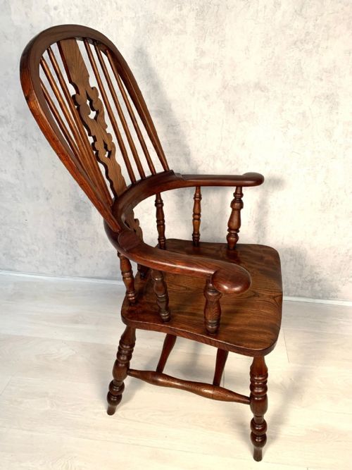 VICTORIAN WINDSOR ASH AND ELM GRANDFATHER CHAIR - ADDITIONAL PHOTO 4