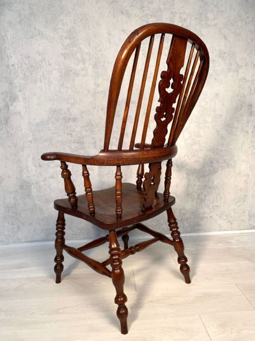 VICTORIAN WINDSOR ASH AND ELM GRANDFATHER CHAIR - ADDITIONAL PHOTO 6