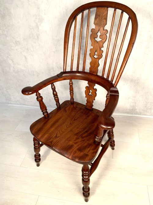 VICTORIAN WINDSOR ASH AND ELM GRANDFATHER CHAIR - ADDITIONAL PHOTO 7