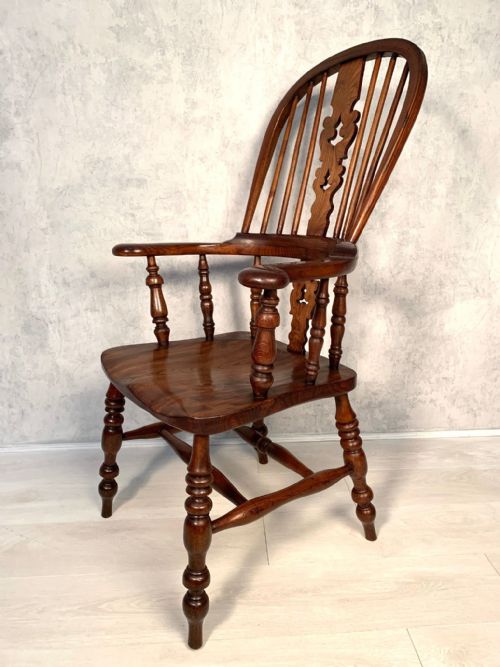 VICTORIAN WINDSOR ASH AND ELM GRANDFATHER CHAIR - ADDITIONAL PHOTO 8