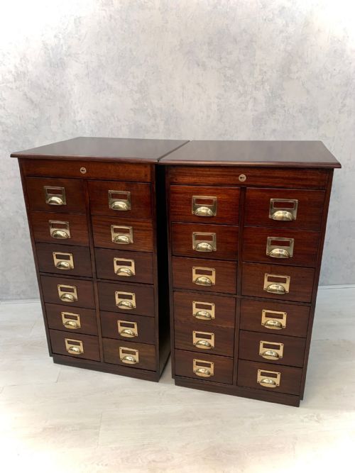 set of 2 bankers haberdashery filing cabinet drawers - CATEGORY: ANTIQUE CABINETS - DATED EDWARDIAN
