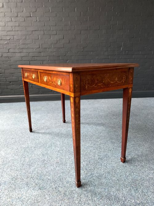 PRETTY VICTORIAN INLAID MAHOGANY TWODRAWER CONSOLE TABLE - ADDITIONAL PHOTO 1
