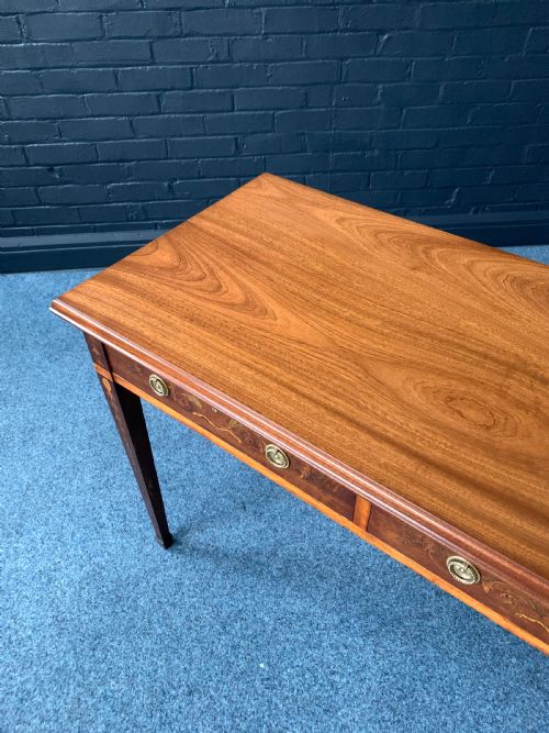 PRETTY VICTORIAN INLAID MAHOGANY TWODRAWER CONSOLE TABLE - ADDITIONAL PHOTO 3
