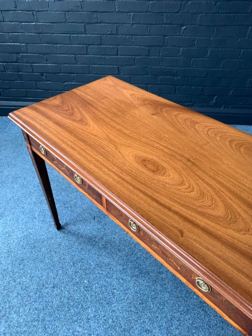 PRETTY VICTORIAN INLAID MAHOGANY TWODRAWER CONSOLE TABLE - ADDITIONAL PHOTO 6