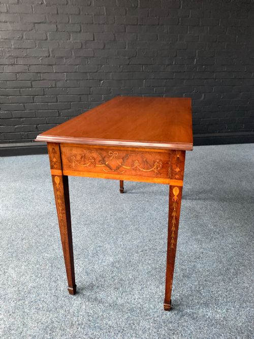 PRETTY VICTORIAN INLAID MAHOGANY TWODRAWER CONSOLE TABLE - ADDITIONAL PHOTO 7